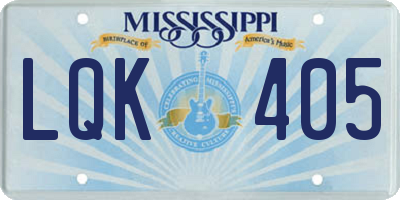 MS license plate LQK405