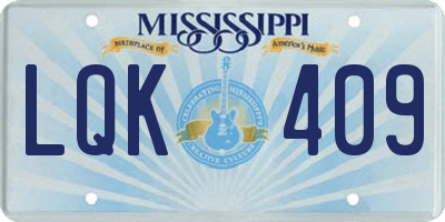 MS license plate LQK409