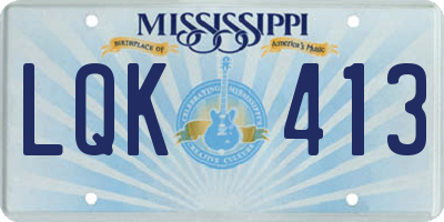 MS license plate LQK413
