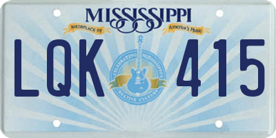 MS license plate LQK415