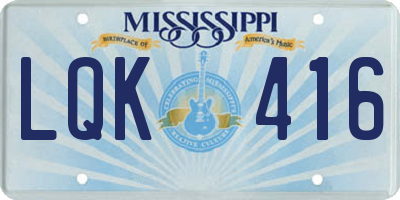 MS license plate LQK416