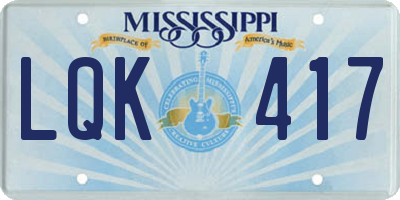 MS license plate LQK417
