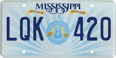 MS license plate LQK420