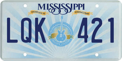 MS license plate LQK421