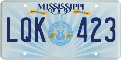 MS license plate LQK423