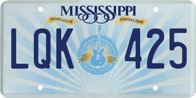 MS license plate LQK425