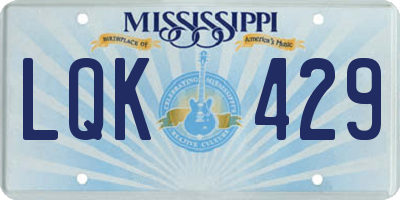 MS license plate LQK429