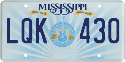 MS license plate LQK430