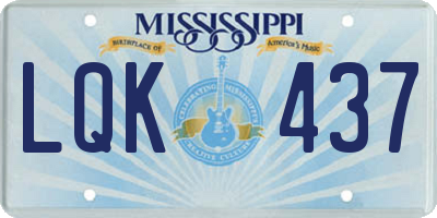 MS license plate LQK437