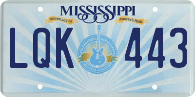 MS license plate LQK443
