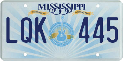 MS license plate LQK445