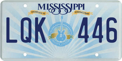 MS license plate LQK446