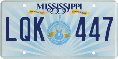 MS license plate LQK447