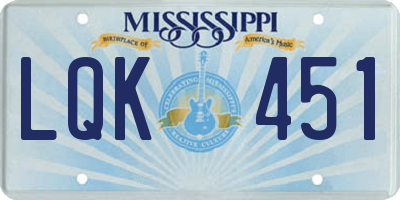 MS license plate LQK451