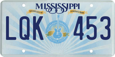 MS license plate LQK453