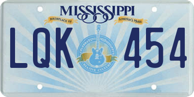 MS license plate LQK454