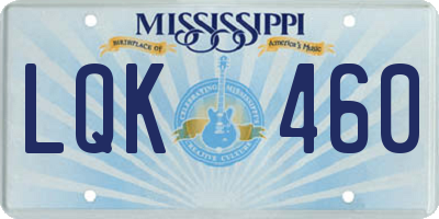 MS license plate LQK460