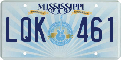 MS license plate LQK461