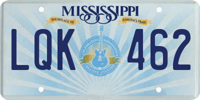 MS license plate LQK462