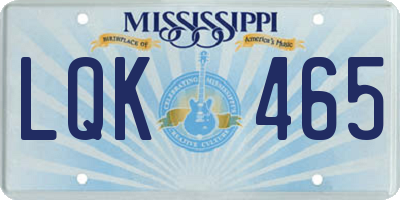 MS license plate LQK465