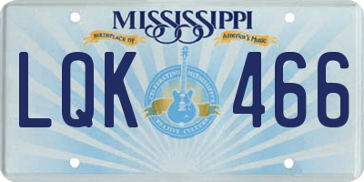 MS license plate LQK466