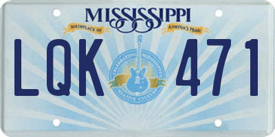 MS license plate LQK471
