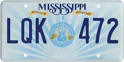 MS license plate LQK472