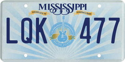 MS license plate LQK477