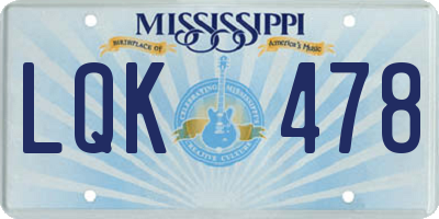 MS license plate LQK478