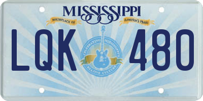MS license plate LQK480