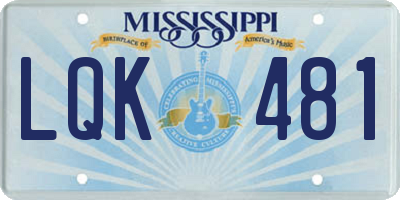 MS license plate LQK481