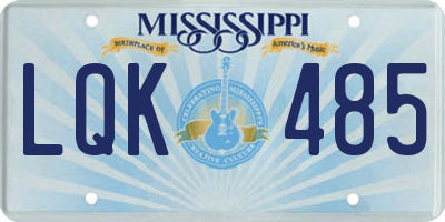 MS license plate LQK485