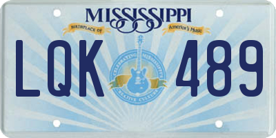 MS license plate LQK489