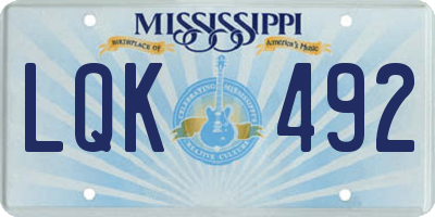 MS license plate LQK492
