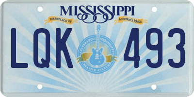 MS license plate LQK493