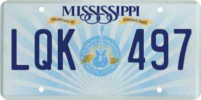 MS license plate LQK497