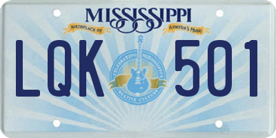 MS license plate LQK501