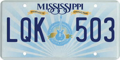 MS license plate LQK503