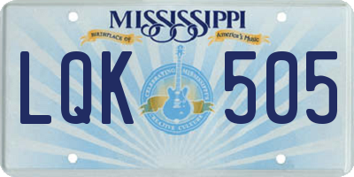 MS license plate LQK505