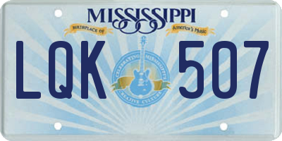 MS license plate LQK507