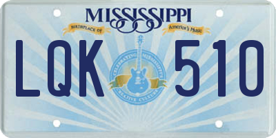 MS license plate LQK510