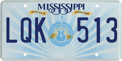 MS license plate LQK513