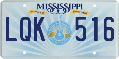 MS license plate LQK516