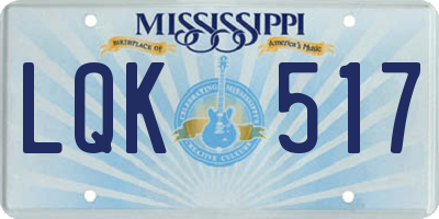 MS license plate LQK517