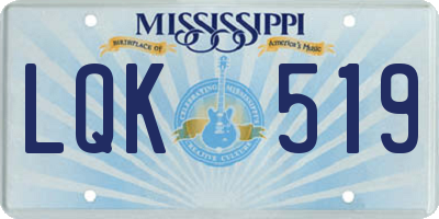 MS license plate LQK519