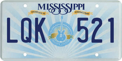 MS license plate LQK521