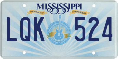MS license plate LQK524