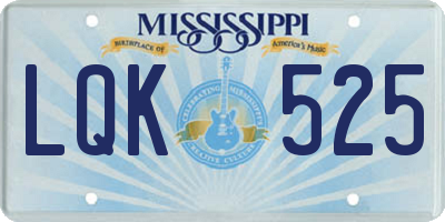 MS license plate LQK525