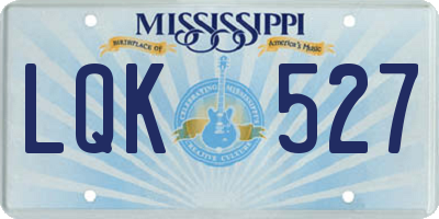 MS license plate LQK527