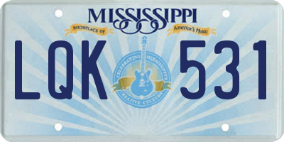 MS license plate LQK531